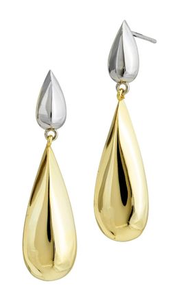 Savvy Cie Jewels TWO TONE STATEMENT DROP EARRINGS
