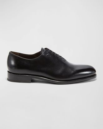 Ferragamo Mens Angiolo Tramezza Whole-Cut Leather Lace-Up Shoes