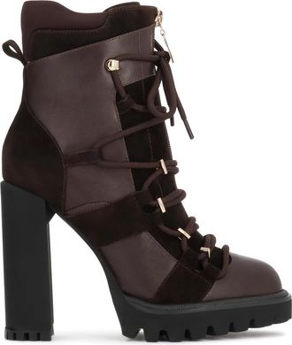 Kazar Platform veterlaarzen - Dames - Veterlaarzen - Bruin - 39 EU - Leer - Schoenen