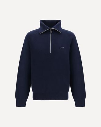 Prada Maglione half zip in lana e cashmere Man 50