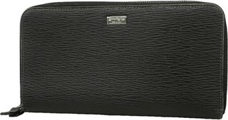 Ferragamo Black Leather Long Wallet (Bi-Fold) (Pre-Owned)