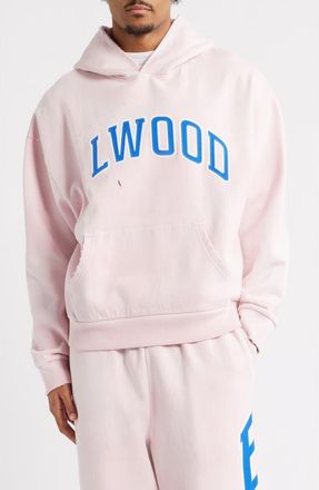 Elwood Fireside Distressed Logo Hoodie in Washed Pink at Nordstrom, Size Xx-Large