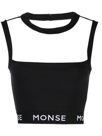 Monse logo-print panelled crop top - women - Polyamide/Elastane - S - Black