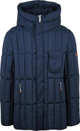 Dekker Quilted Blue Down Jacket With Padded Insulation And Hood