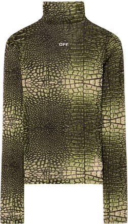 Off-white T-shirt con stampa effetto coccodrillo - Verde