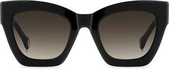 Carolina Herrera 52mm Gradient Cat Eye Sunglasses in Black Marble/Brown Sf at Nordstrom