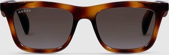 Gucci Rectangular Frame Sunglasses, Brown