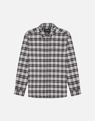 Lyle & Scott Mens Lyle & Scott Check Flannel Navy Blue Long Sleeve Shirt - Size: 38/Regular