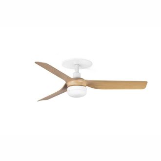 Netlighting Mini Punt Recessed 90cm LED Ceiling Fan Matt White Maple Blades CCT