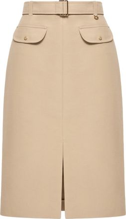 Moncler Moncler Belted Knee-length Cotton Skirt, Women, Beige, Size: 38