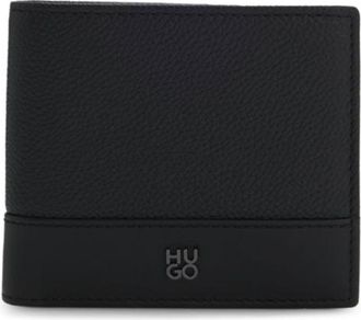 HUGO BOSS Leather folding wallet with stacked-logo trim