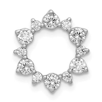 Diamond2Deal 14K White Gold Lab Grown Diamond Fancy Circle Chain Slide Pendant (0.61ct, VS, G-H)