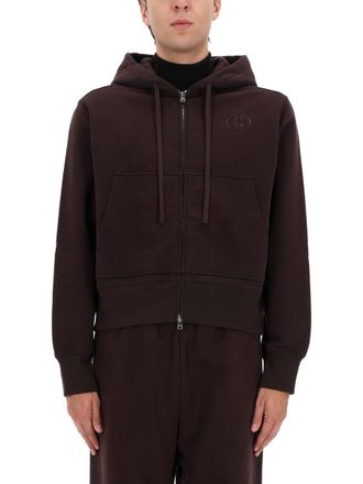 Gucci Logo-Embroidered Sweatshirt - Brown