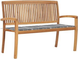 vidaXL Vidaxl - Banco De Jard&iacute;n Apilable Y Coj&iacute;n Madera Maciza De Teca 128,5 Cm