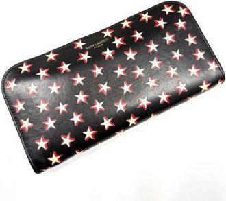 Saint Laurent Black Red Color White Long Wallet (Bi-Fold) (Pre-Owned)