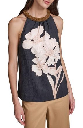 Karl Lagerfeld Placed Floral Sleeveless Top in Midnight/Navy Multi at Nordstrom, Size X-Large