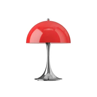 Louis Poulsen Panthella 250 Portable V3 Akku LED-Tischleuchte, chrom / original opal rot