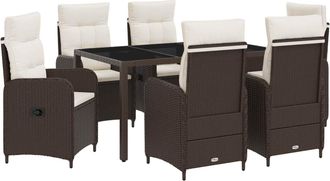 vidaXL Juego De Comedor Para Exteriores 7 Uds. Marr&oacute;n Y Crema Blanca Vidaxl