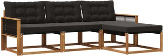 vidaXL Conjunto De Sof&aacute;s De Exterior 4 Uds. Natural Y Negro Vidaxl