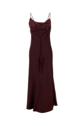 Self Portrait Burgundy Satin Flower Midi Dress