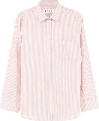 R&oacute;he Klassiek Passend Gestreept Overhemd - Dames - Overhemden - Roze - XS - Overhemden
