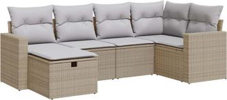 vidaXL Juego De Sof&aacute;s Jard&iacute;n Con Cojines 6 Pzas Rat&aacute;n Sint&eacute;tico Beige Vidaxl