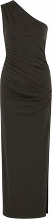 Rotate Olive Green Draped One-Shoulder Side Slit Evening Dress