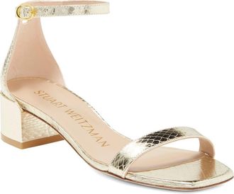 Stuart Weitzman Snakeskin Embossed Leather Sandal in Platino at Nordstrom Rack, Size 4.5
