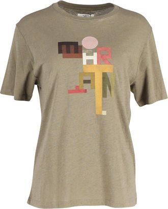 Isabel Marant Graphic Zewel T-Shirt in Olive Cotton