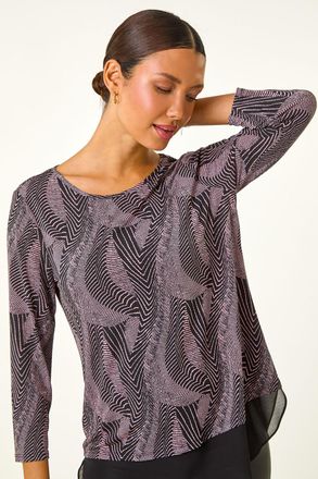 Roman Printed Chiffon Hem Top