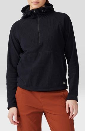 Mountain Hardwear Summit Grid Half Zip Hoodie in Black at Nordstrom, Size X-Small