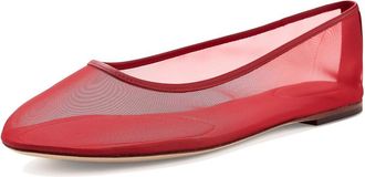 Lauren Ralph Lauren Jayna Leather-Trim Mesh Flats Womens Flat Shoes Festive Red : 6.5 B - Medium, Textile