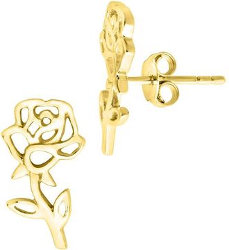 Sterling Forever 14K Gold Birth Flower Stud Earrings