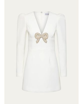 Rebecca Vallance Dreamer Bow-Embellished Crepe Mini Dress