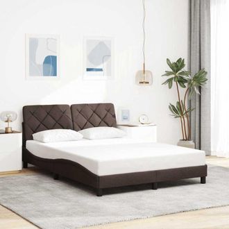 vidaXL Vidaxl - Estructura De Cama Sin Colch&oacute;n Tela Marr&oacute;n Oscuro 120x200 Cm