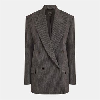 HUGO BOSS Womens Jafranci Stripe Patterned Lapel Collared Blazer in Miscellaneous - Multicolour - Size 8 UK