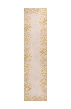 Jonathan Y Designs Isla Coastal Cottage Palm Frond Border Indoor/Outdoor Rug in Yellow/cream at Nordstrom, Size 5Ft 0In X 8Ft 0In