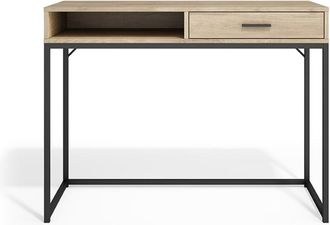 HERDASA Escritorio melamina y metal roble 79x105x48 cm