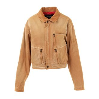 Dsquared2 Light Jackets, female, Brown, Size: S Utility Distressed Bomber