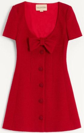 Valentino Short Dress In Plain Wool Tweed Woman PARIS 36