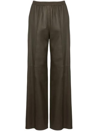 Yves Salomon leather trousers - women - Lambskin/Viscose/Polybutylene Terephthalate (PBT) - 36 - Brown