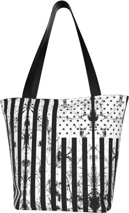 AOOEDM Tote Bag American Flag Distressed Shopping Bags Small Reusable Market Bag Beach Tote Bags Travel Totes