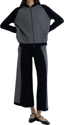 Madeleine Thompson Blake Wide Leg Pants In Navy / Cream