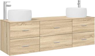 vidaXL Juego De Muebles De Ba&ntilde;o 3 Uds. Roble Sonoma Vidaxl