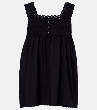 Poss&eacute; Ezra broderie anglaise cotton top