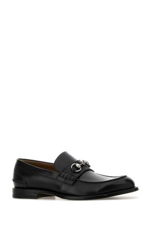 Gucci Mens Black Leather Loafers Blackblackblack Calf Skin Mocassini