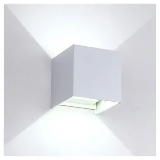 Trade Shop Trade Shop Traesio - Applique Led Cubo Bianco Lampada Da Parete 5w 750lmn Luce Regolabile Updown Ip65 - -bianco Freddo