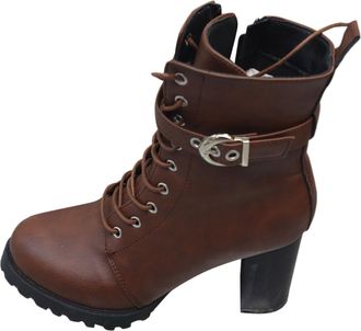 Generic Ankle Boots For Men Uk Thick Heel Lace-Up Leather Bootie Sleek All-Day Support Zipper Boot Classic-Fit Round Toe WomenS Boots Round Toe Ankle Boots Bu