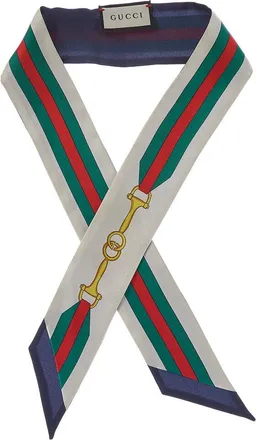 Gucci Interlocking G Horsebit Print Silk Neck Bow