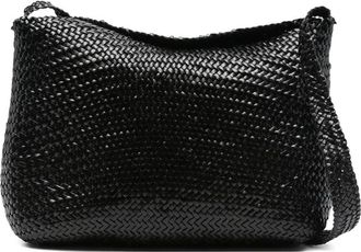 Dragon Diffusion Zwarte Geweven Leren Schoudertas - Dames - Schoudertassen - Zwart - ONE Size - Tassen